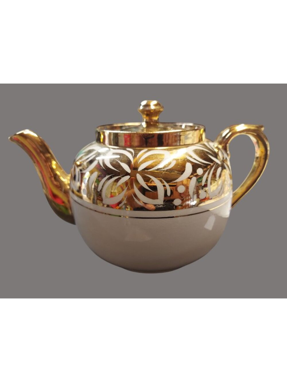 Vintage Sudlows Burslem England Gold Floral Ceramic Teapot 1366